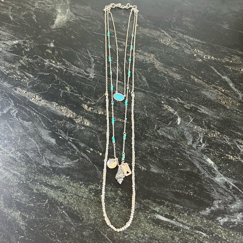 Lucky Brand triple pendant necklace with charms